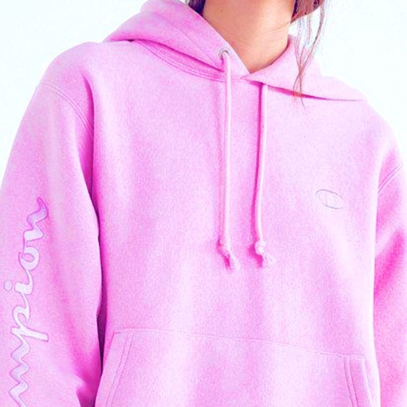 CHAMPION | LONG SLEEVE REVERSE WEAVE PINK/PURPLE HOODIE - Picture 11 of 12